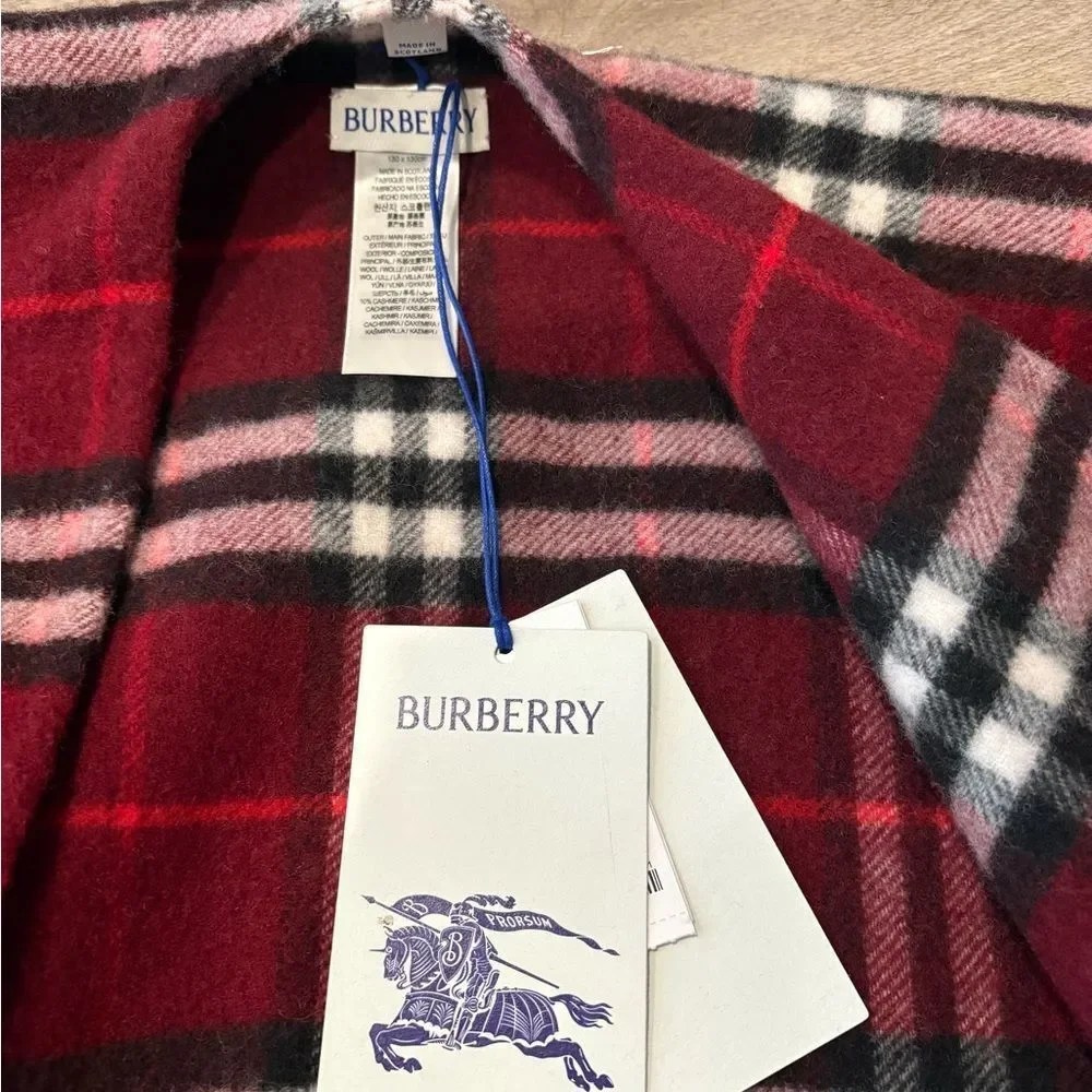 Burberry red Charlotte Check Wool-Cashmere Cape - Picture 9 of 12